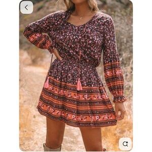 Vici Floral Boho Tassel Dress